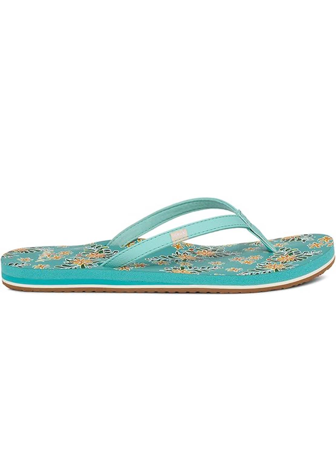 Sanuk Women's Yoga Joy Vintage Floral Sandals Aqua Splash