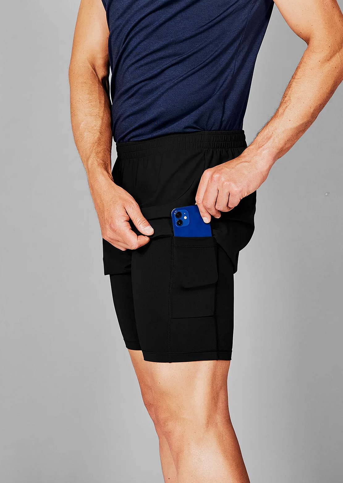Saysky Men's Pace 2 in 1 5" Shorts Black