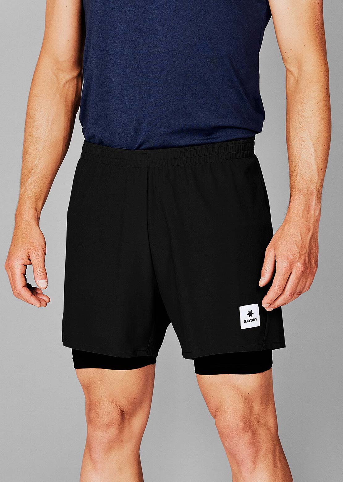 Saysky Men's Pace 2 in 1 5" Shorts Black