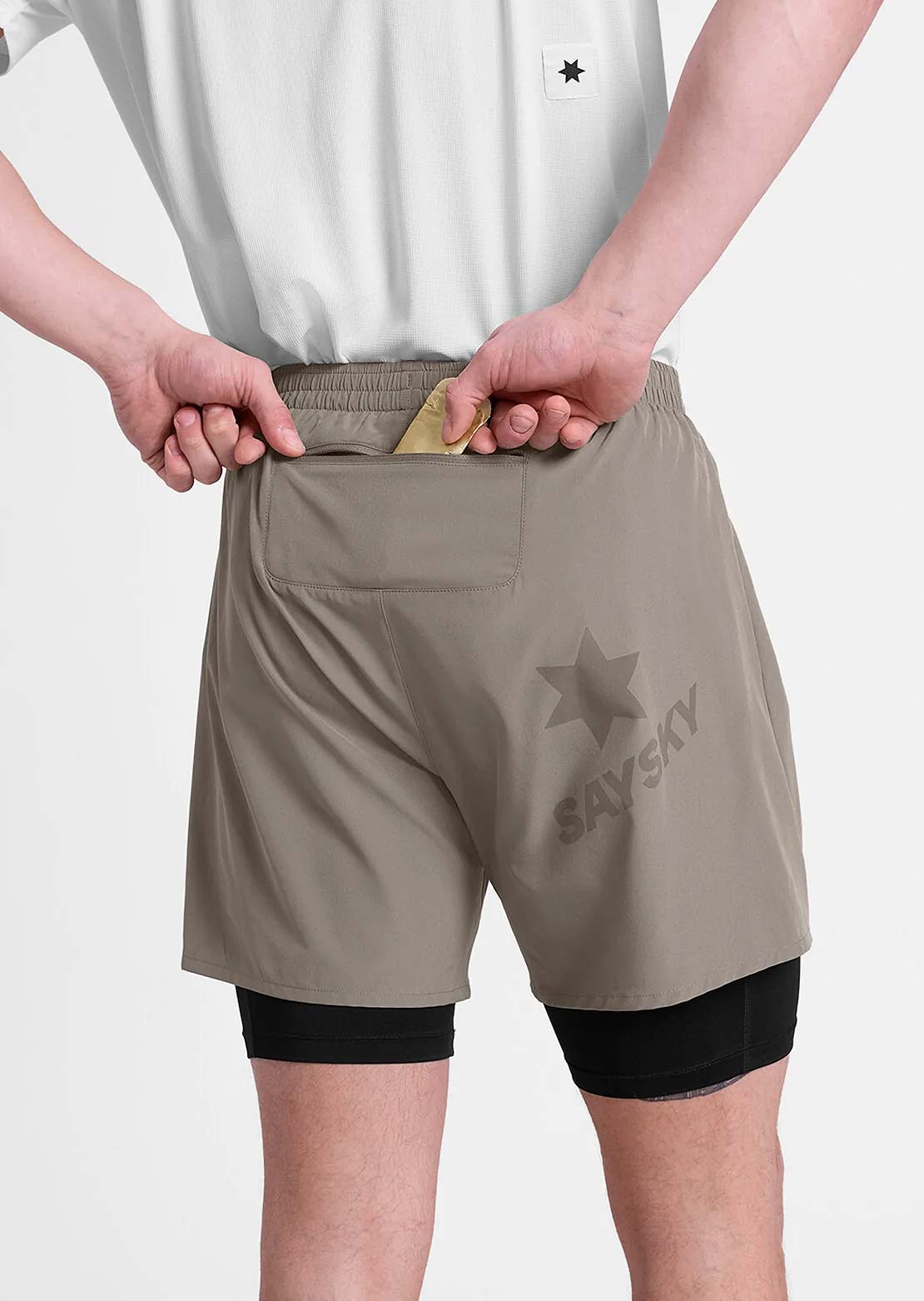 Saysky Men's Pace 2 in 1 5" Shorts Taupe