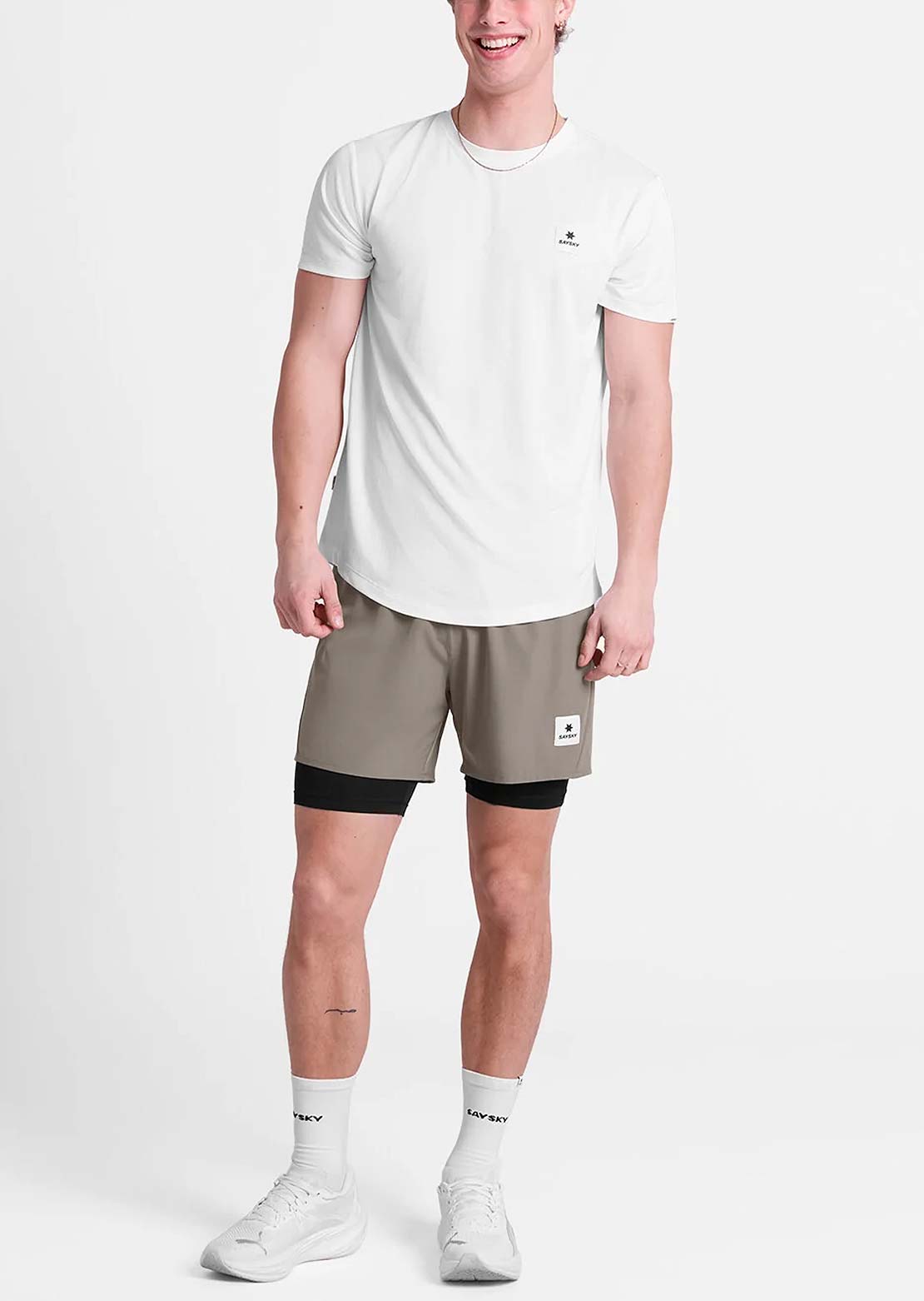 Saysky Men's Pace 2 in 1 5" Shorts Taupe