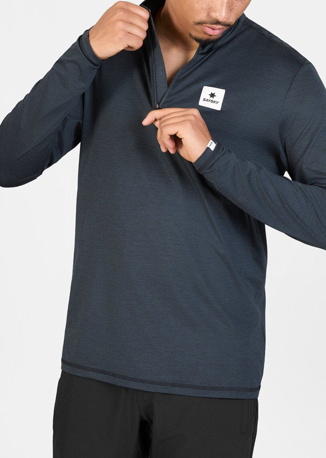 Saysky Men's Pace Half Zip Long Sleeve Black