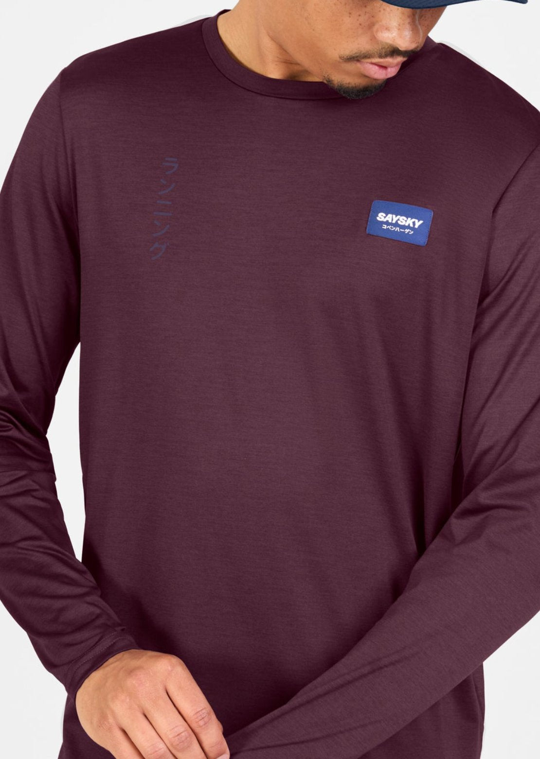 Saysky Men's X Checks of Edo Pace Long Sleeve Burgundy