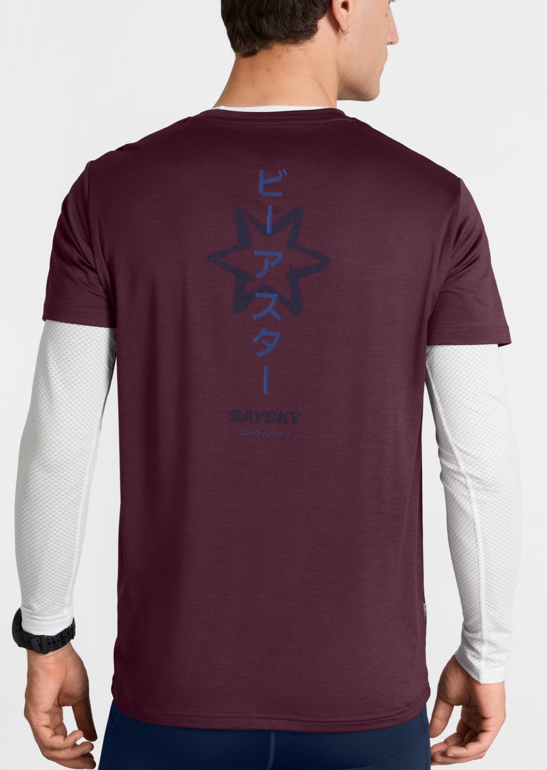 Saysky Men's X Checks of Edo Pace T-Shirt Burgundy