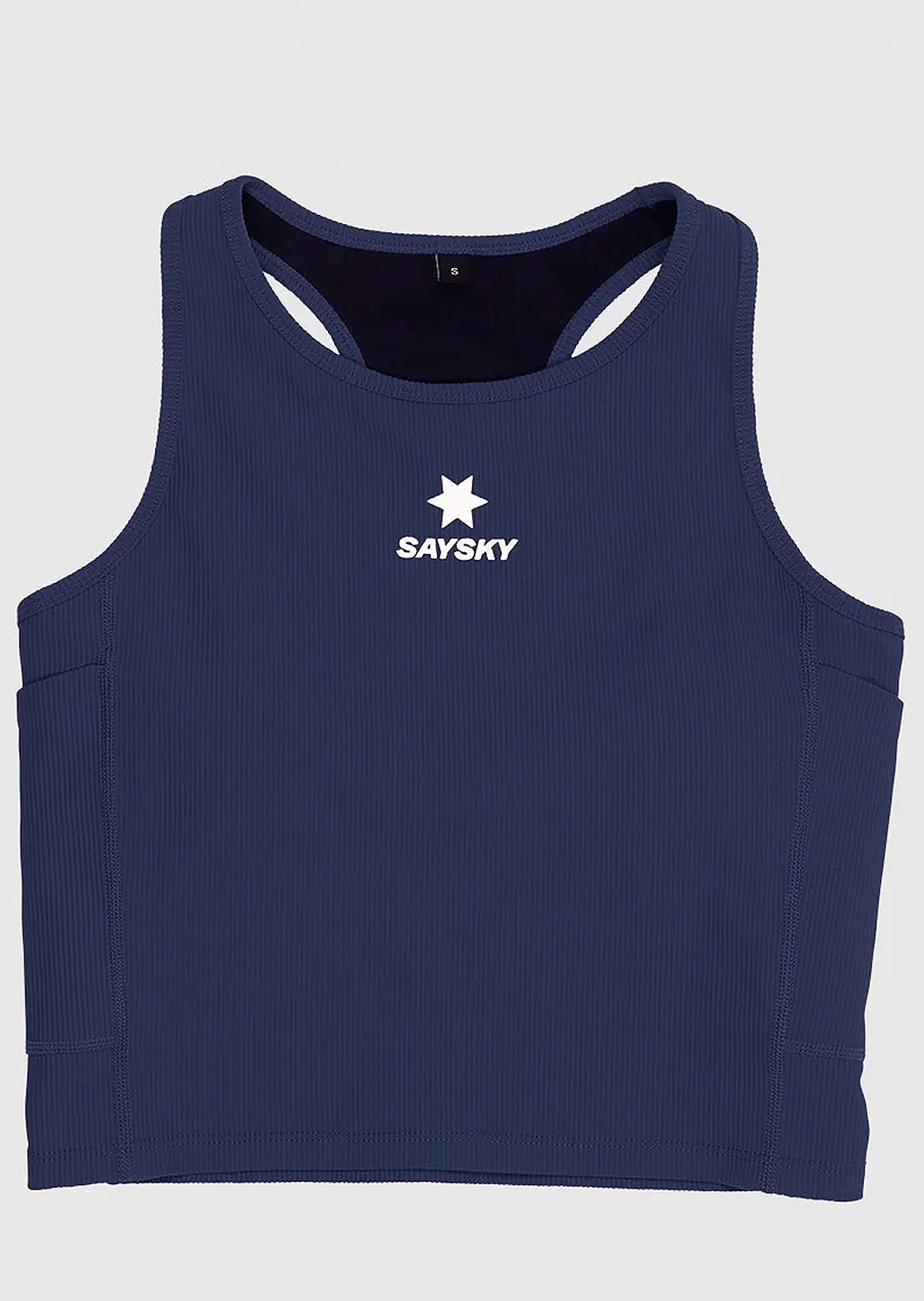 Saysky Women's Combat Rib Crop Top Blue