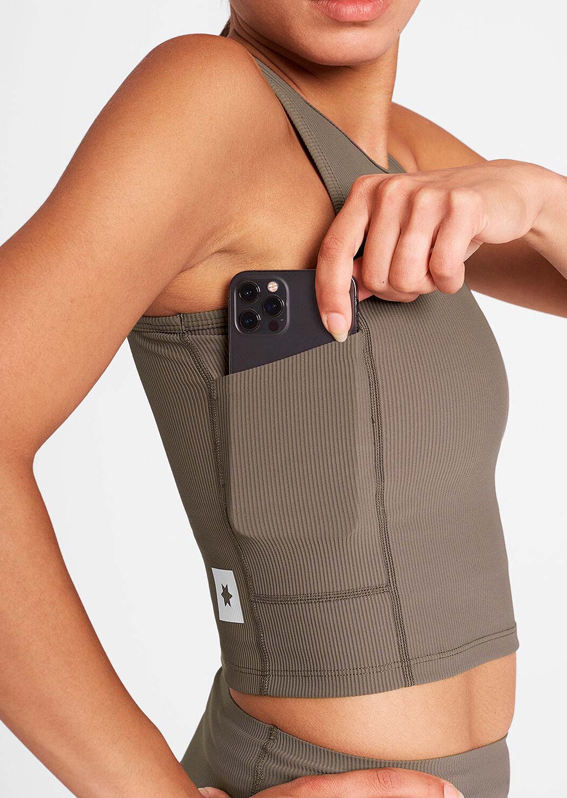 Saysky Women's Combat Rib Crop Top Taupe