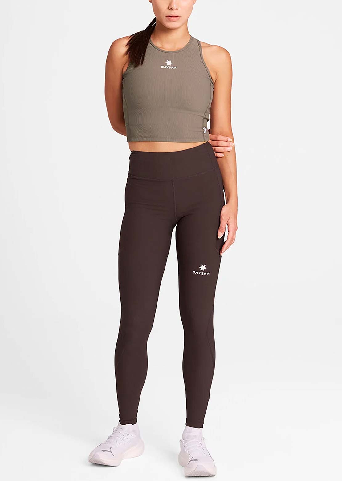 Saysky Women's Combat Rib Crop Top Taupe
