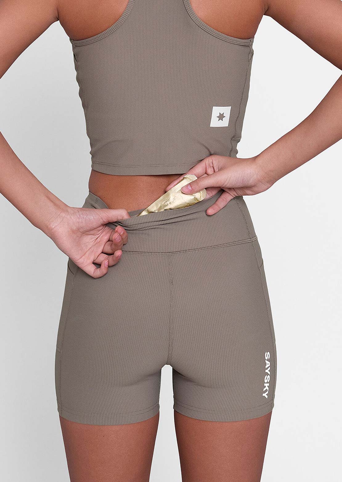 Saysky Women's Combat+ Rib Short 4" Tights Taupe