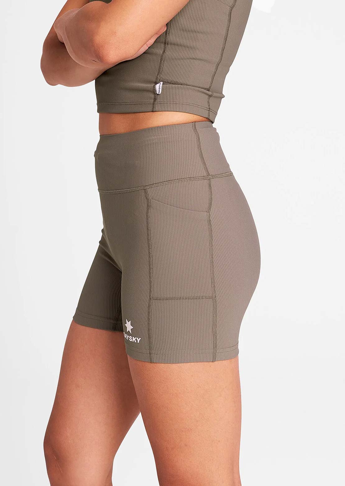 Saysky Women's Combat+ Rib Short 4" Tights Taupe