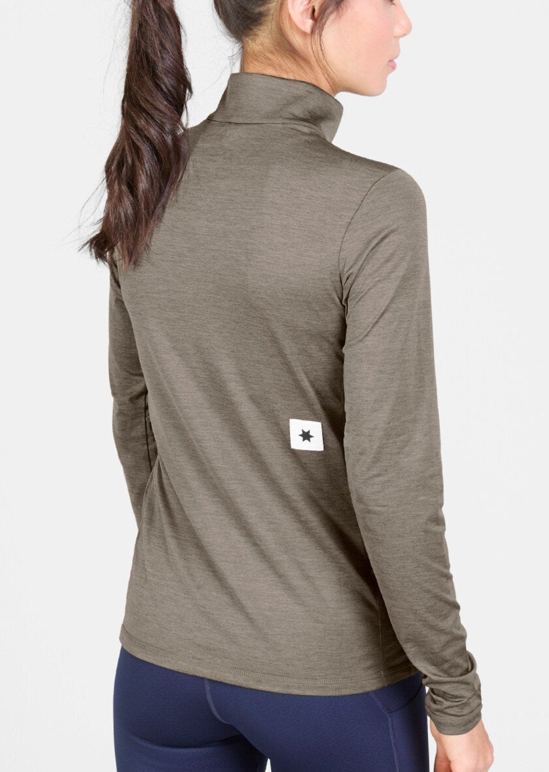 Saysky Women's Pace Half Zip Long Sleeve Taupe