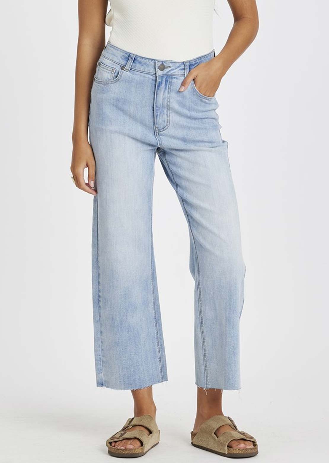 Sisstr Women's Kellyn Denim Woven Pants Faded Indigo