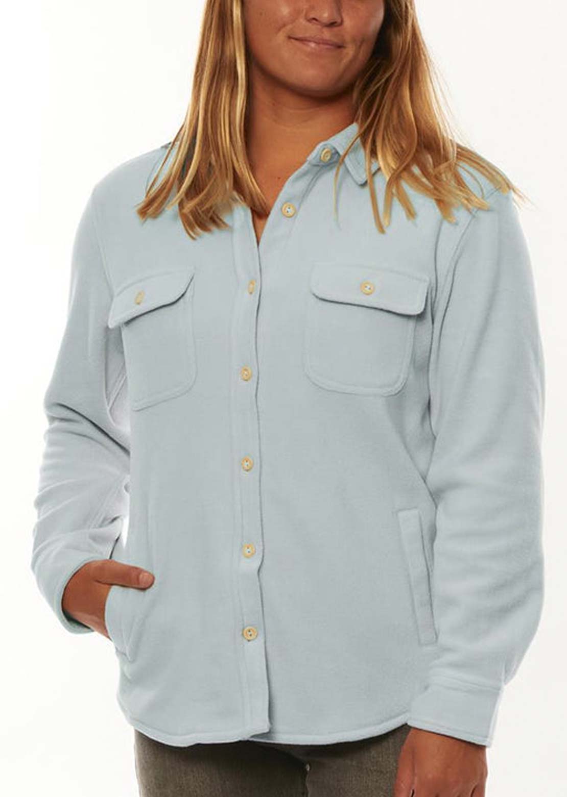 Sisstr Women&#39;s Molay E-Cozy Fleece Long Sleeve Blue Mist