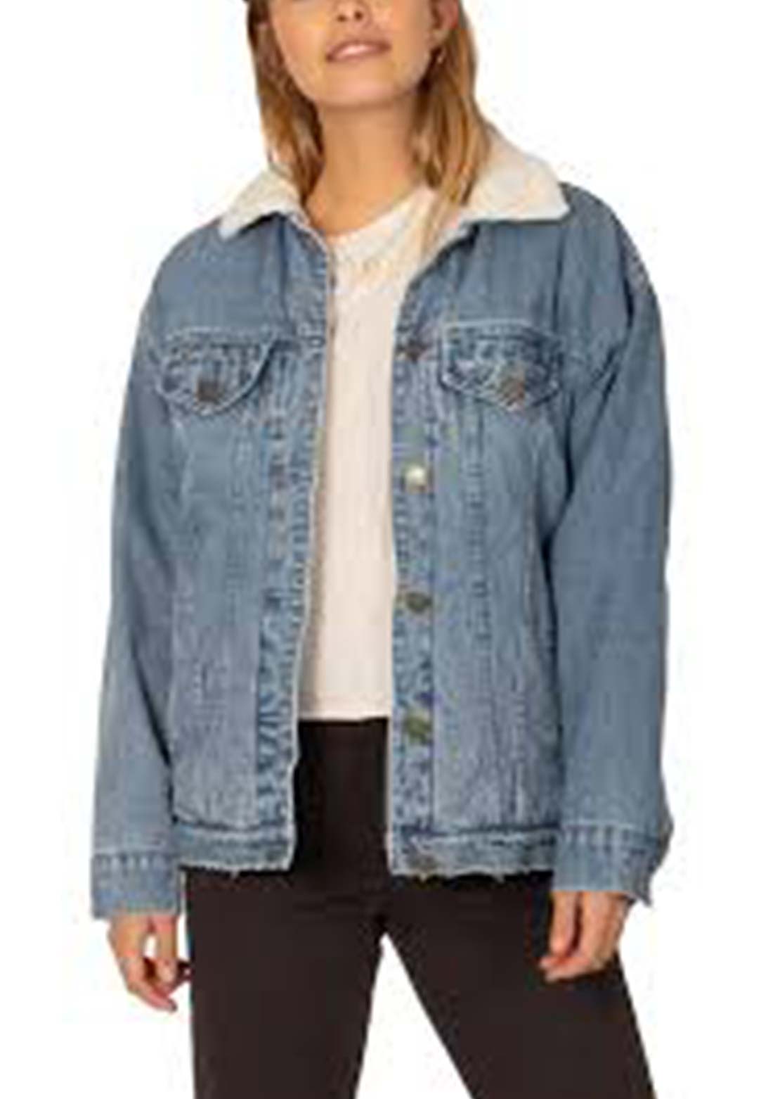 Sisstr Women's Strummin Sherpa Woven Jacket Blue Wash