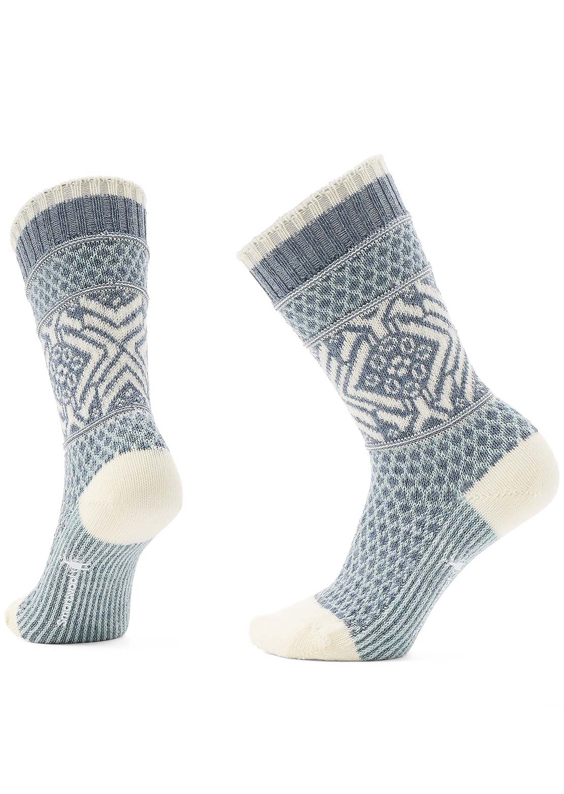 Smartwool Everyday Popcorn Snowflake Pattern Crew Socks Forsty Green