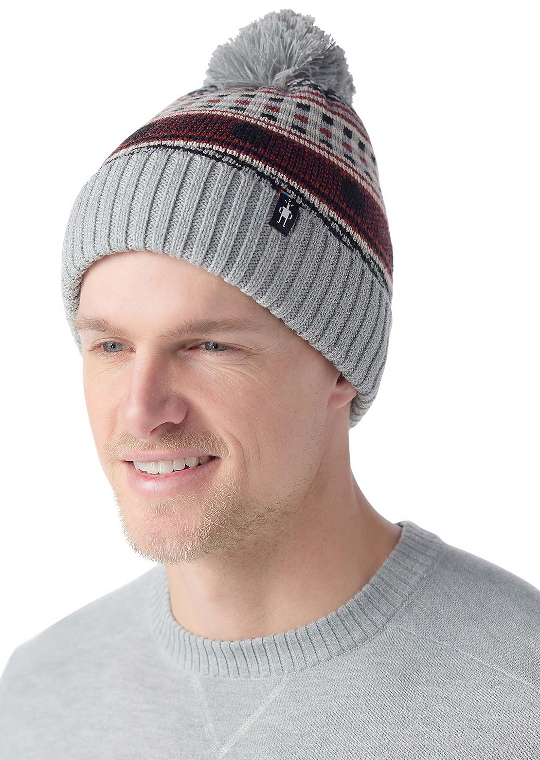 Smartwool Fairisle Fleece Lined Beanie Light Gray Heather