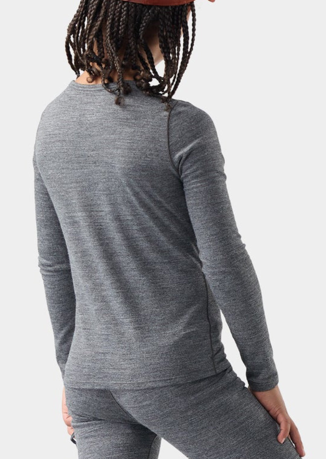 Smartwool Junior Classic Merino Blend Crewneck Boxed Base Layer Top Charcoal Heather