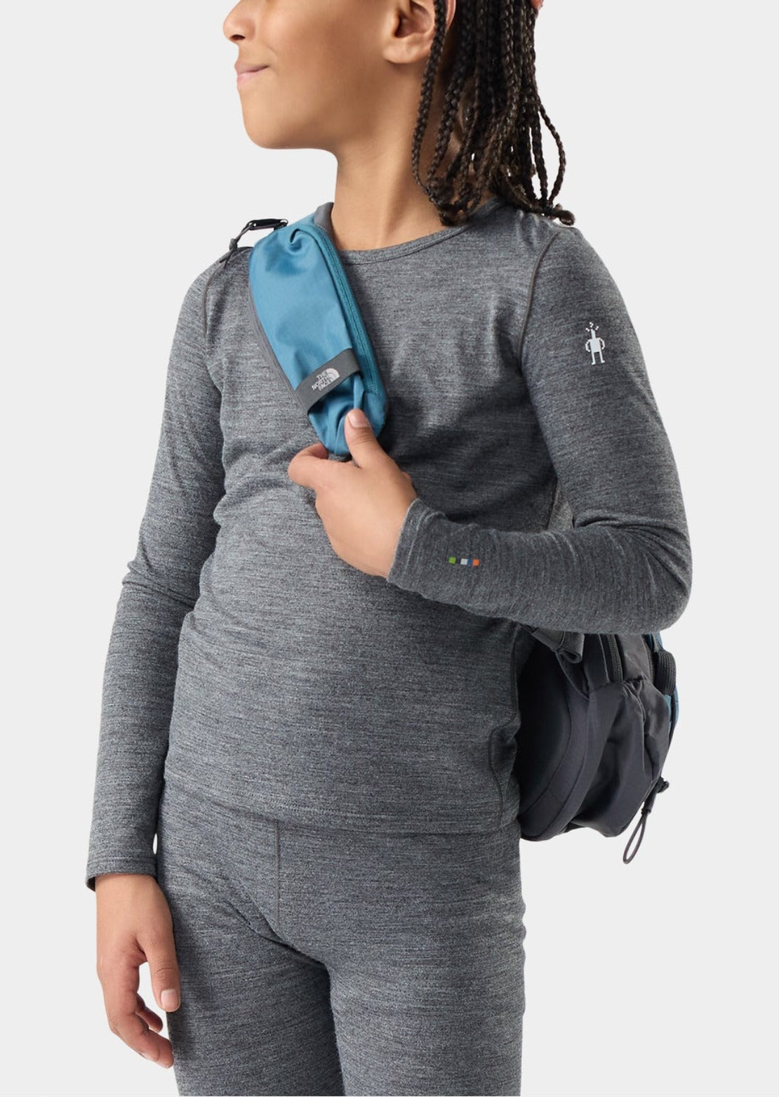 Smartwool Junior Classic Merino Blend Crewneck Boxed Base Layer Top Charcoal Heather