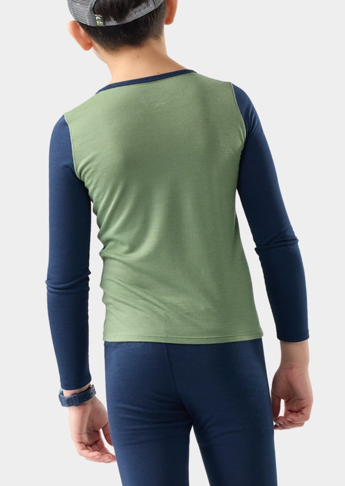 Smartwool Junior Classic Merino Blend Crewneck Boxed Base Layer Top Green Tea