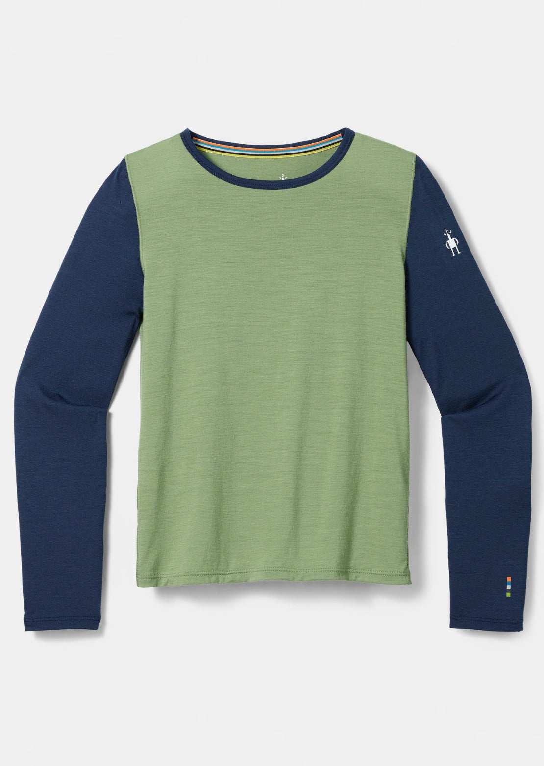 Smartwool Junior Classic Merino Blend Crewneck Boxed Base Layer Top Green Tea