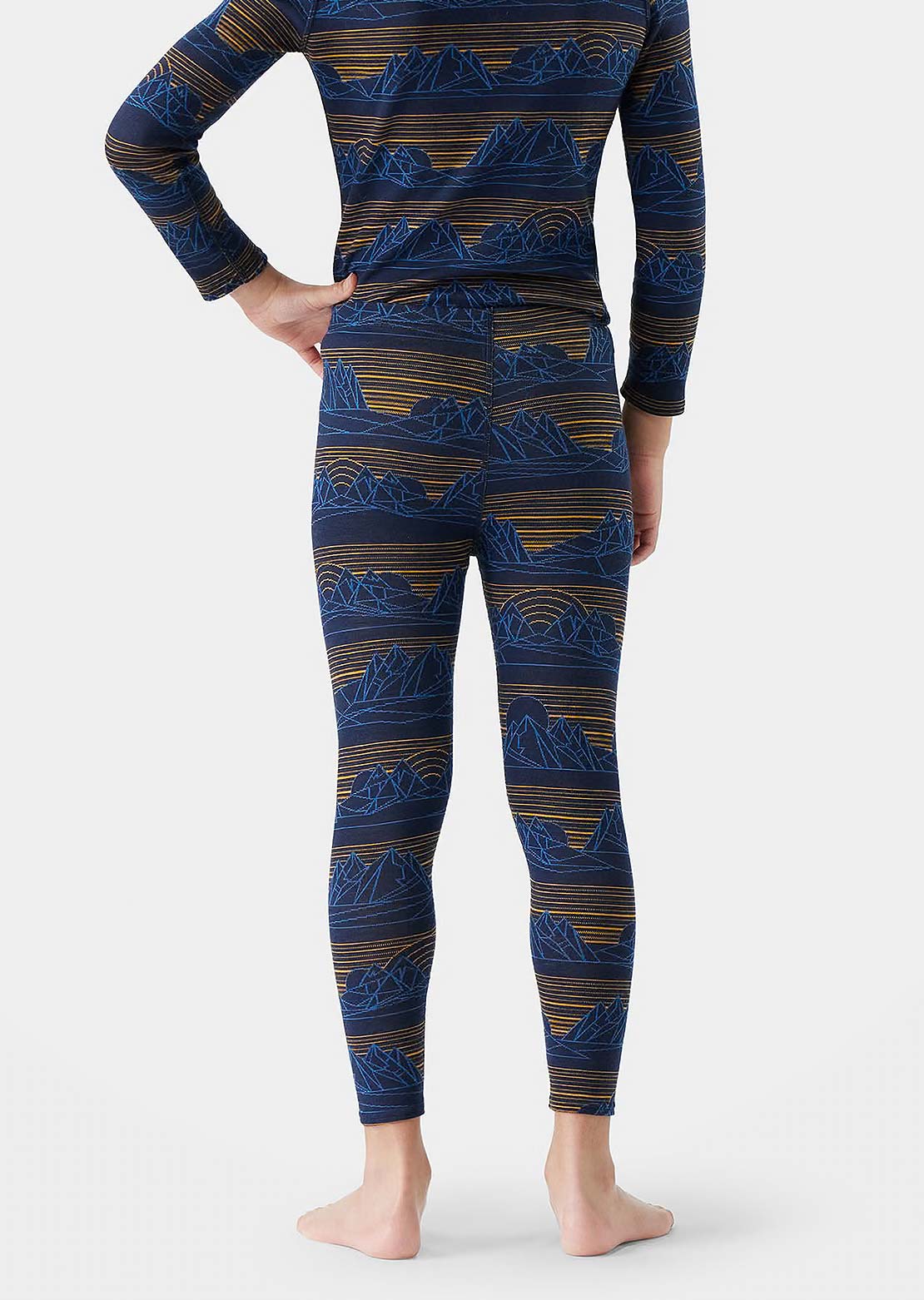 Smartwool Junior Classic Thermal Merino Base Layer Bottom Deep Navy Geo Peaks