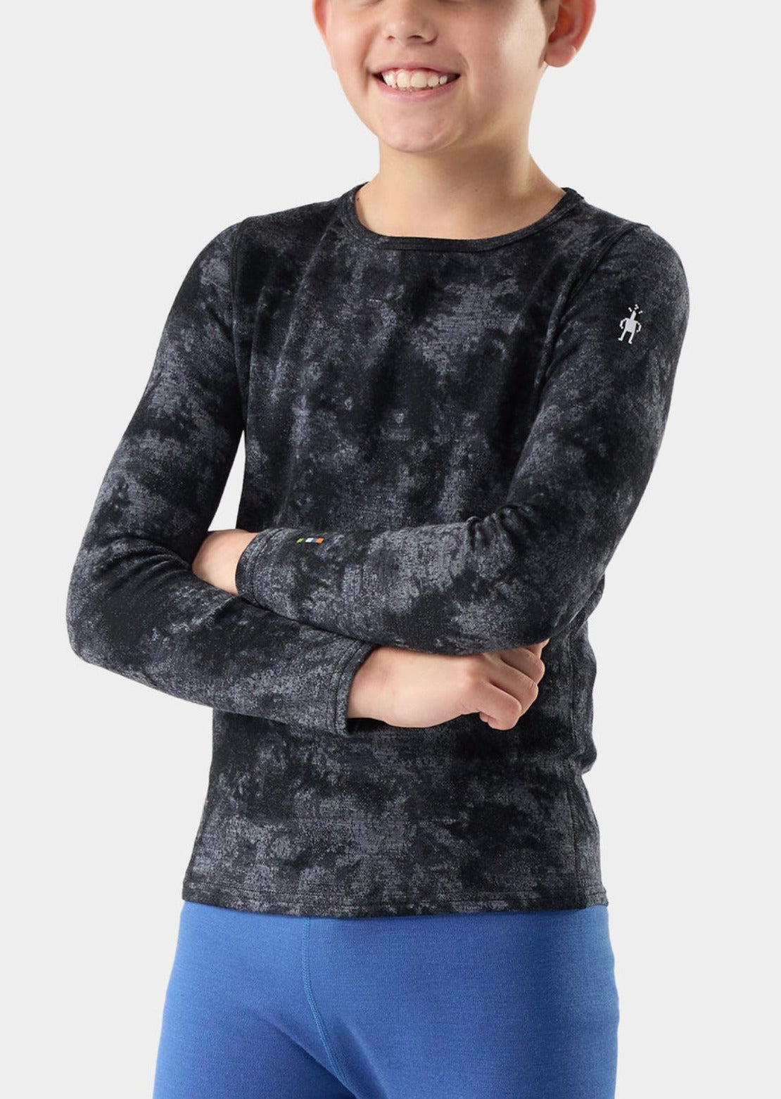 Smartwool Junior Classic Thermal Merino Base Layer Crew Boxed Top Black Tie Dye