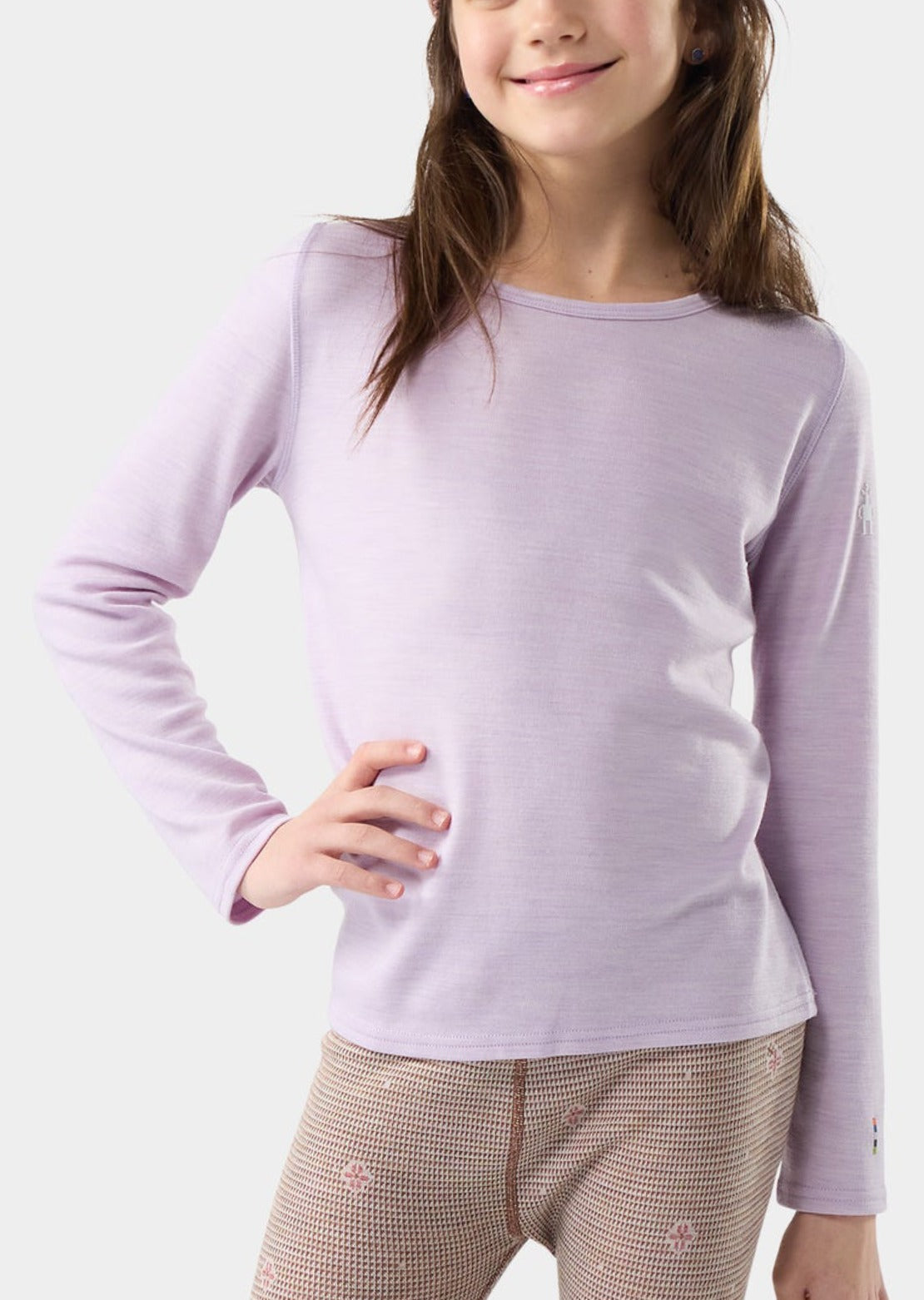 Smartwool Junior Classic Thermal Merino Base Layer Crew Boxed Top Lavender Sky Heather