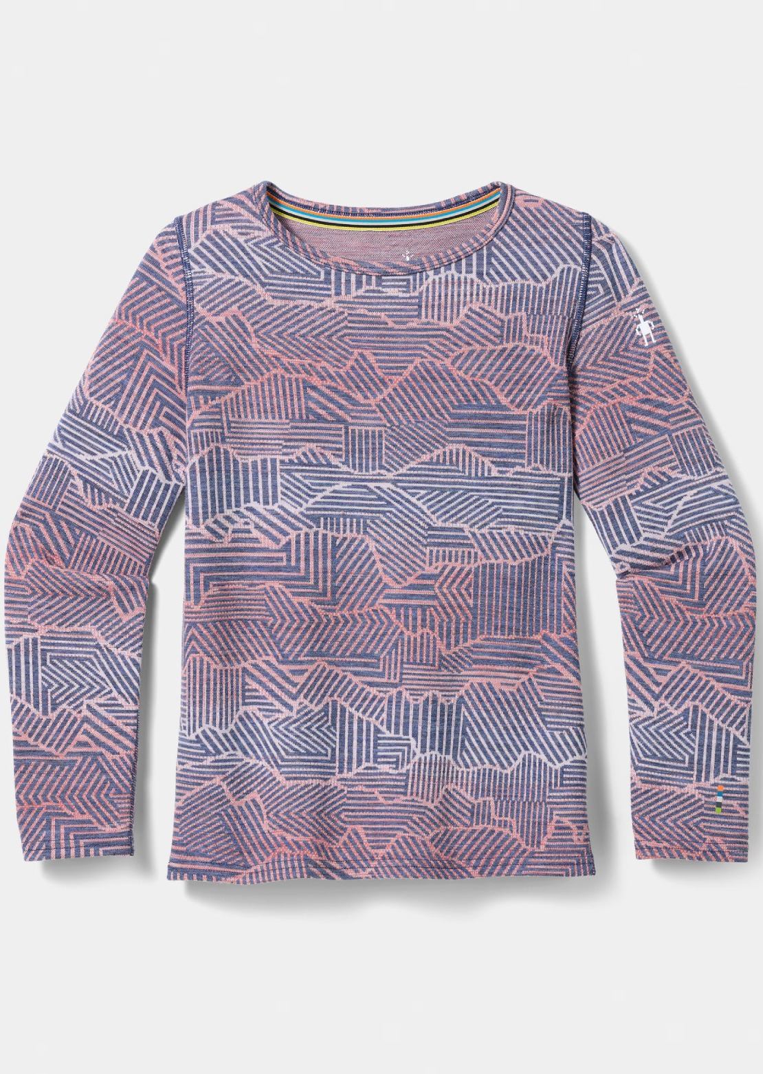 Smartwool Junior Classic Thermal Merino Base Layer Crew Boxed Top Nightfall Linear Peaks