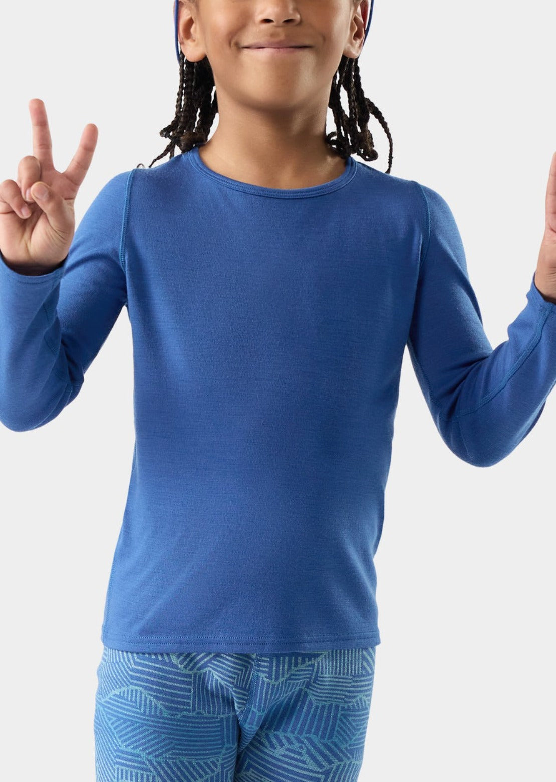 Smartwool Junior Classic Thermal Merino Base Layer Crew Boxed Top Royal Indigo