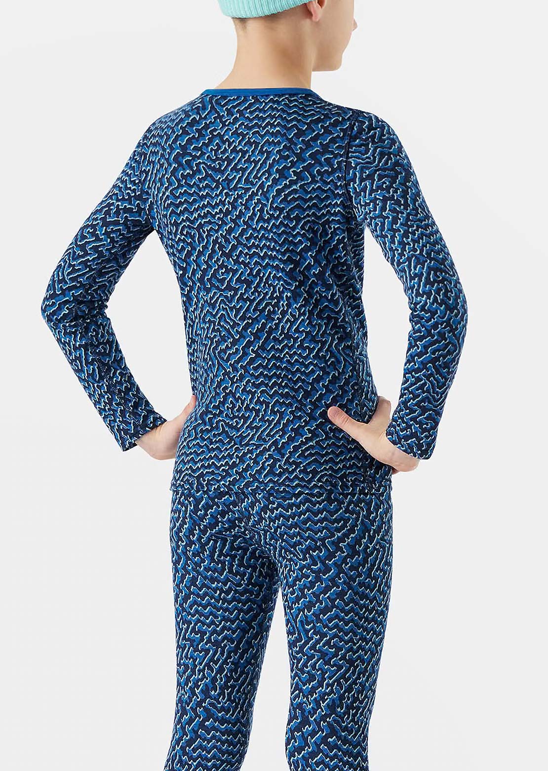 Smartwool Junior Classic Thermal Merino Base Layer Crew Top Nival Blue Retro Line