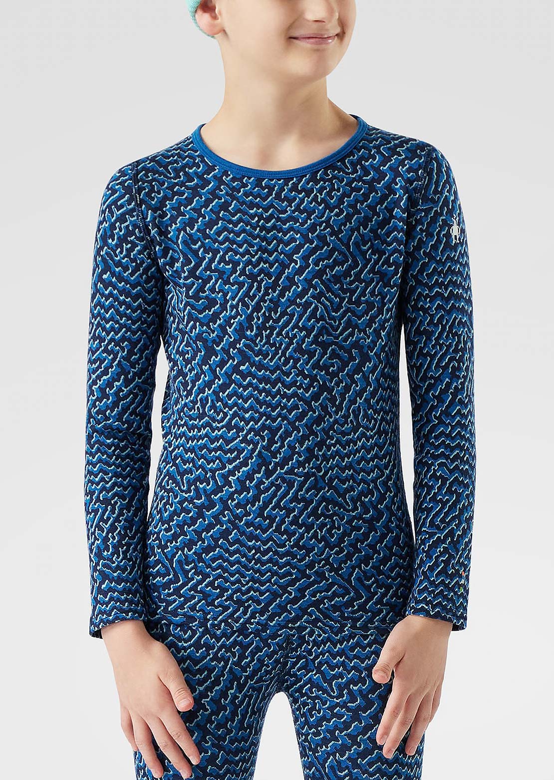 Smartwool Junior Classic Thermal Merino Base Layer Crew Top Nival Blue Retro Line