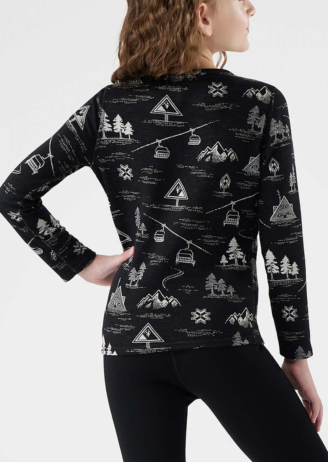 Smartwool Junior Classic Thermal Merino Base Layer Top Black Ski Day