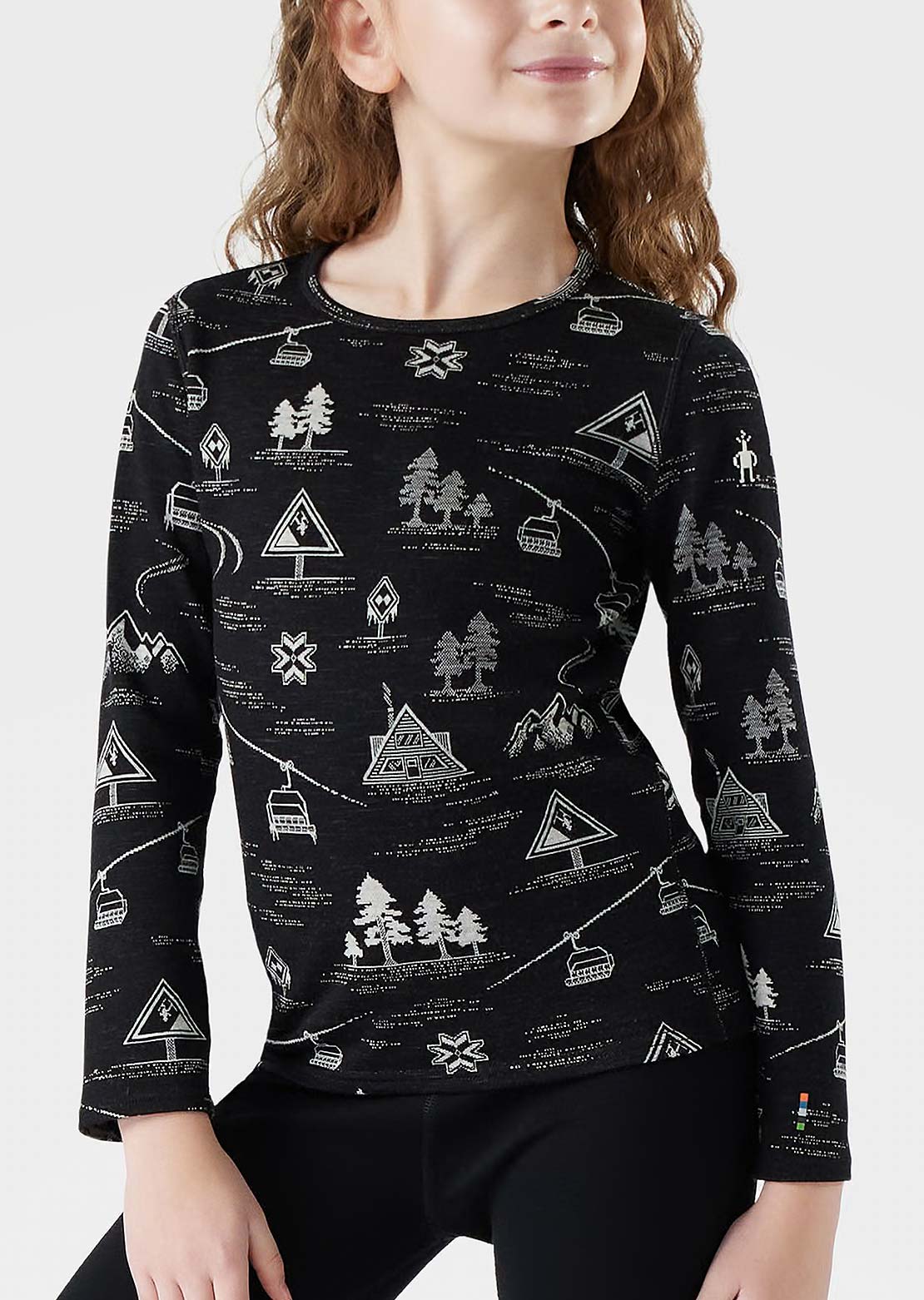 Smartwool Junior Classic Thermal Merino Base Layer Top Black Ski Day