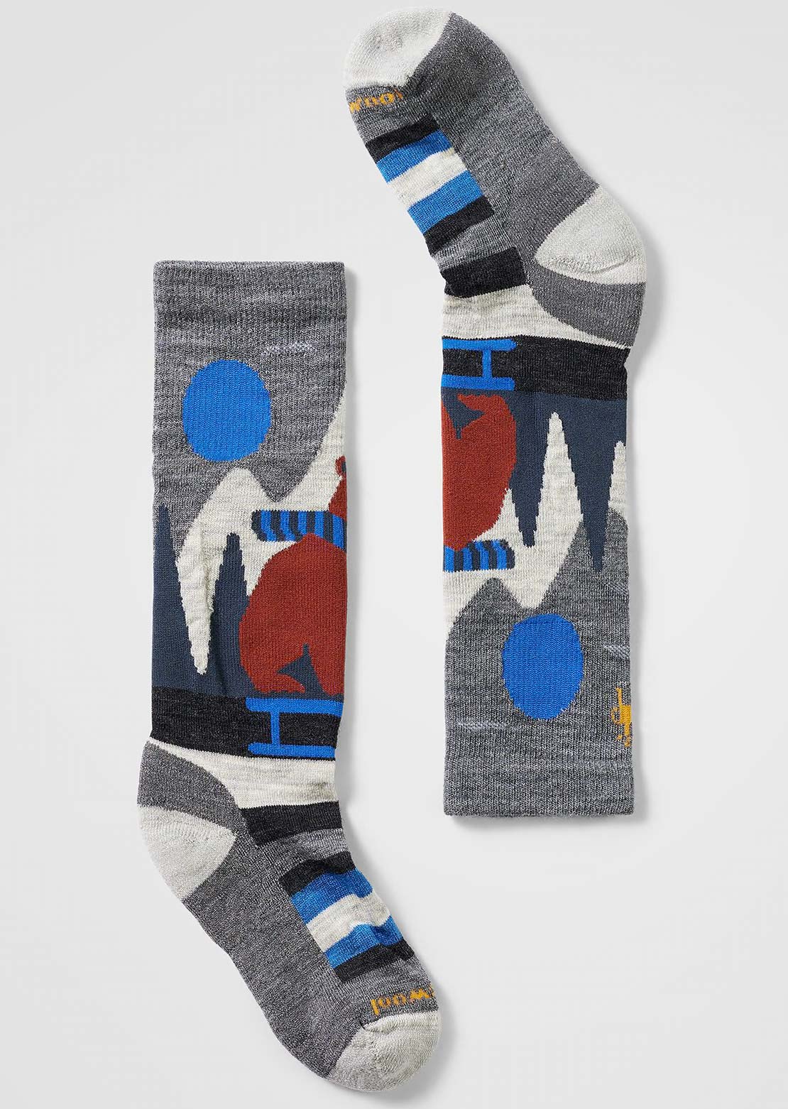 Smartwool Junior Ski Light Cushion Sleigh Bear OTC Socks Medium Gray