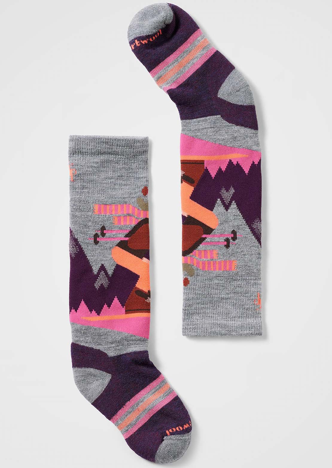 Smartwool Junior Wintersport Full Cushion Mountain Moose Pattern OTC Socks Light Gray/Pink