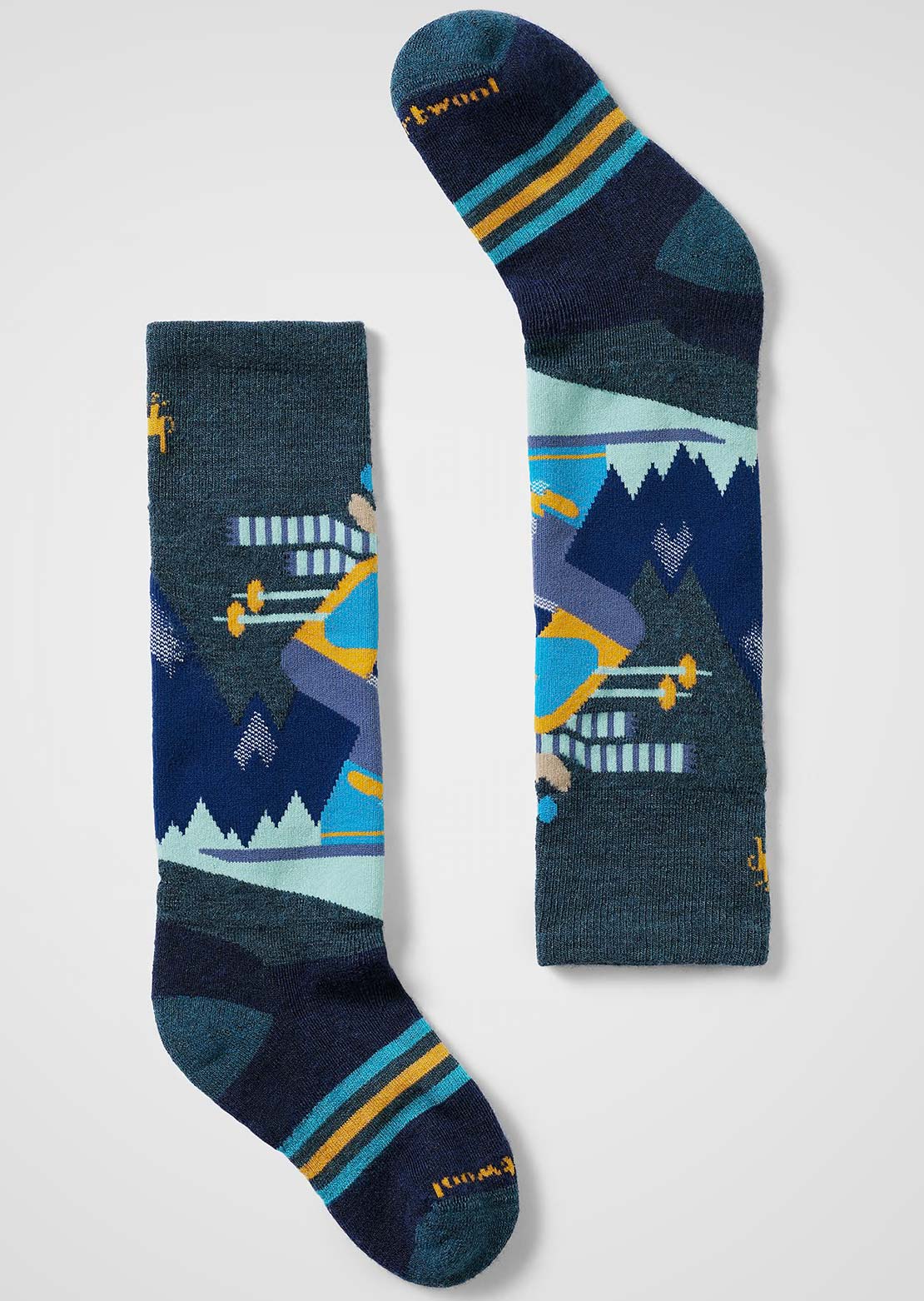 Smartwool Junior Wintersport Full Cushion Mountain Moose Pattern OTC Socks Light Gray/Pink