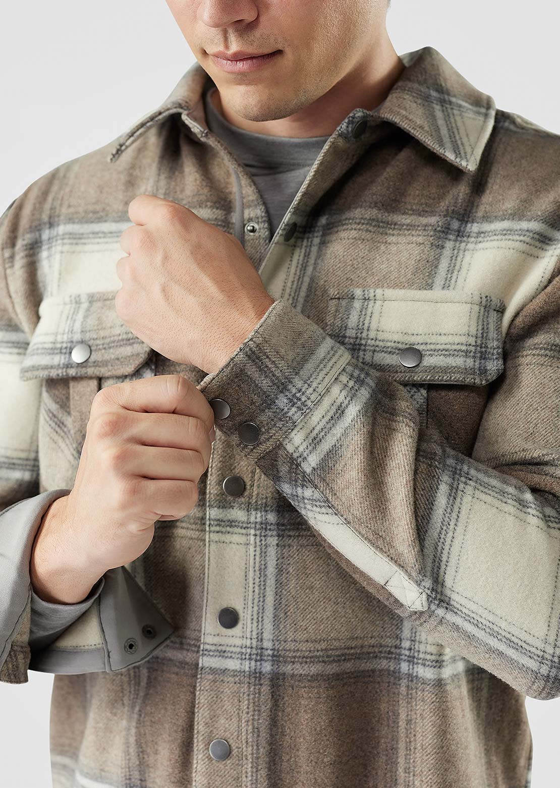 Smartwool Men's Anchor Line Button Up Shirt Almond Plaid