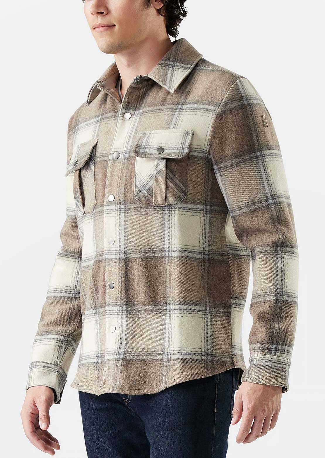 Smartwool Men's Anchor Line Button Up Shirt Almond Plaid