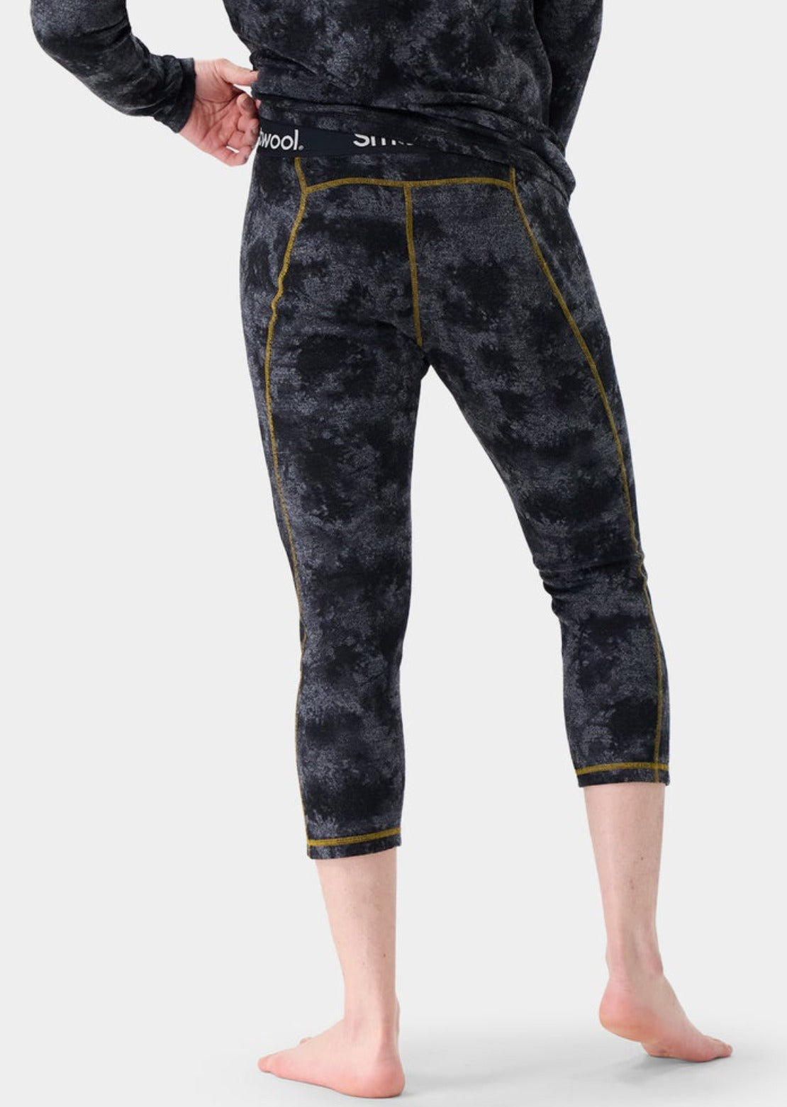 Smartwool Men's Classic Thermal Merino Base Layer 3/4 Boxed Bottom Black Tie Dye/Honey Gold