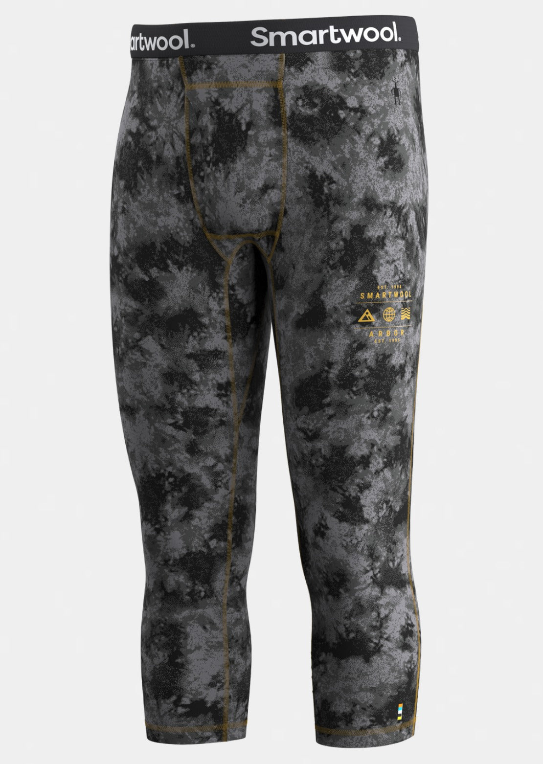 Smartwool Men's Classic Thermal Merino Base Layer 3/4 Boxed Bottom Black Tie Dye/Honey Gold