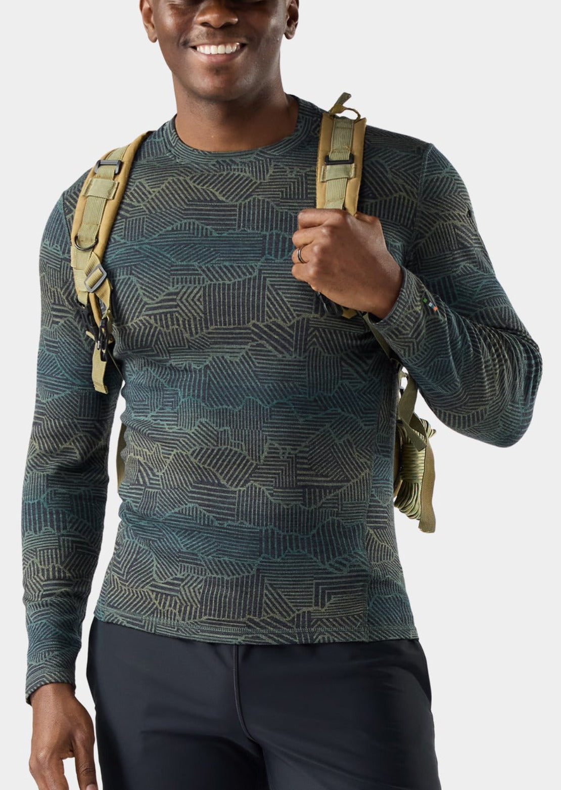Smartwool Men's Classic Thermal Merino Crewneck Boxed Base Layer Top Charcoal Linear Peaks