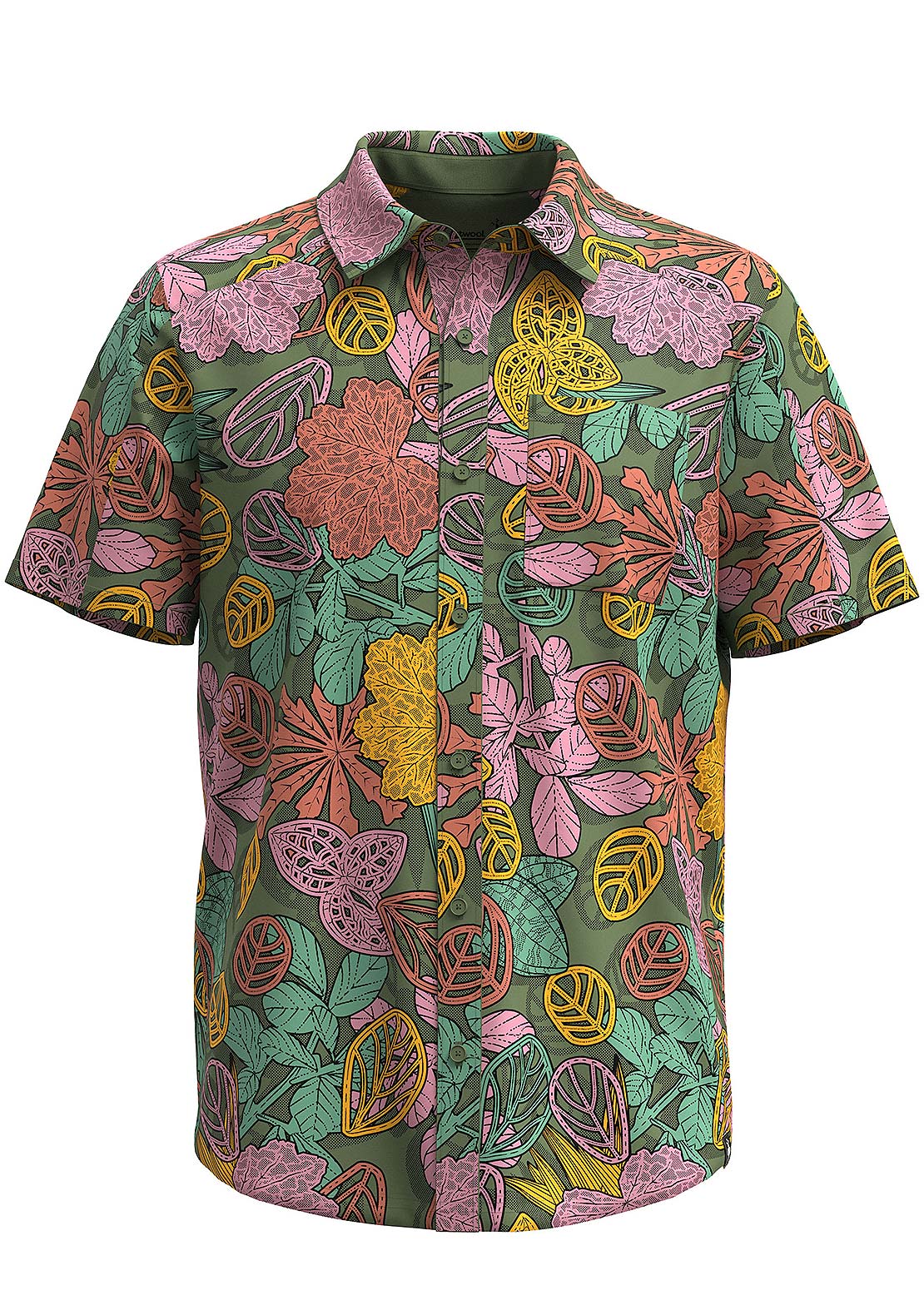 Smartwool Men&#39;s Everyday Button Up Shirt Fern Green Aloha Forest