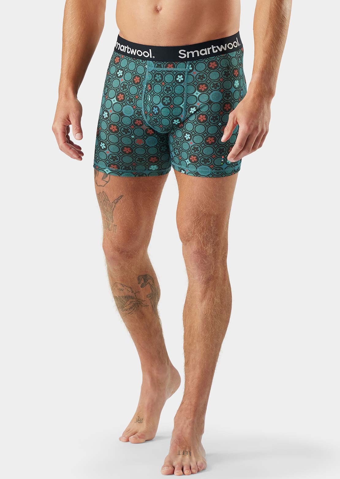 Smartwool Men's Merino Print Boxer Boxed Brief Dusty Teal Geo Floral
