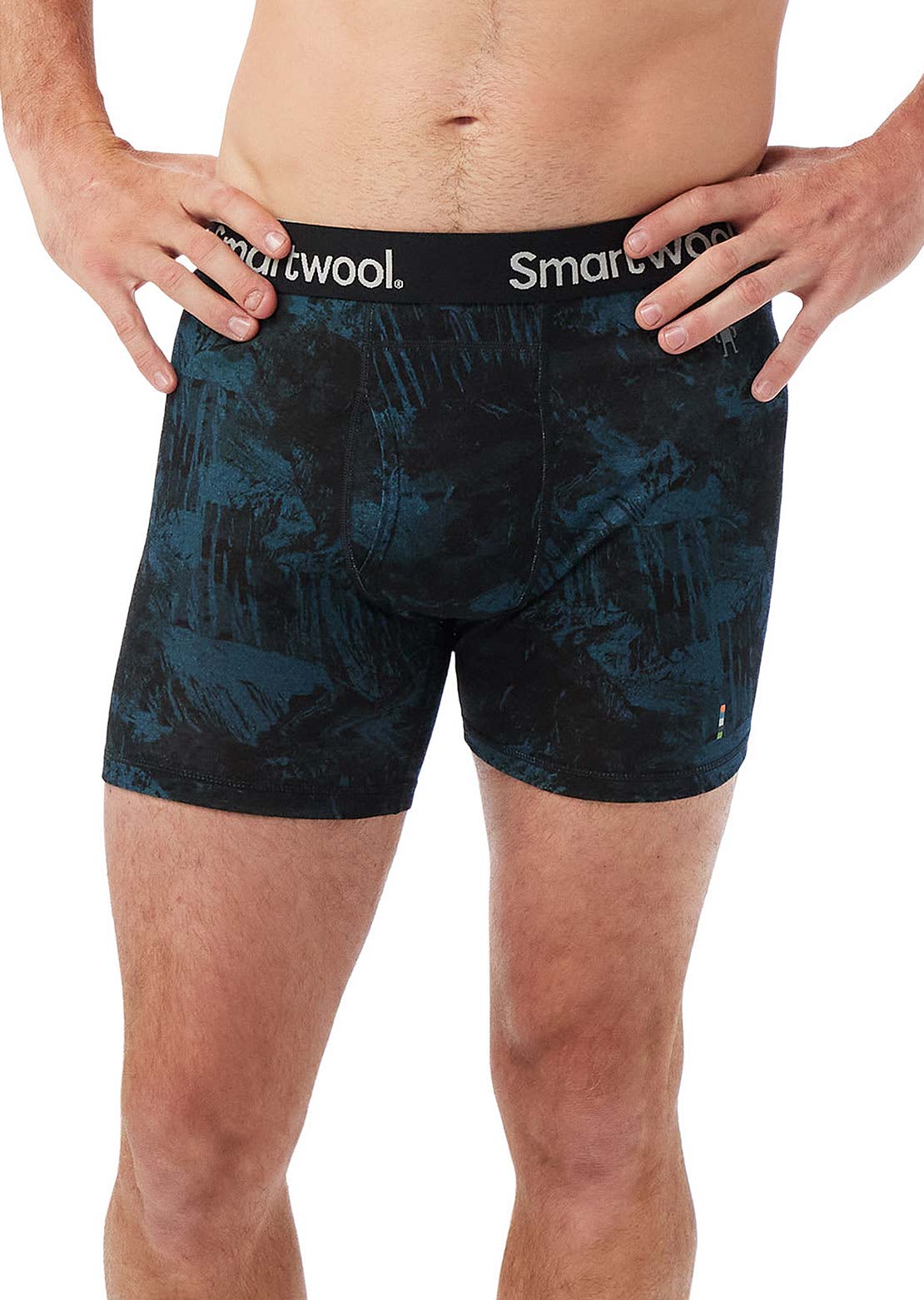Smartwool Men&#39;s Merino Print Boxer Brief Boxed Twilight Blue Mountain