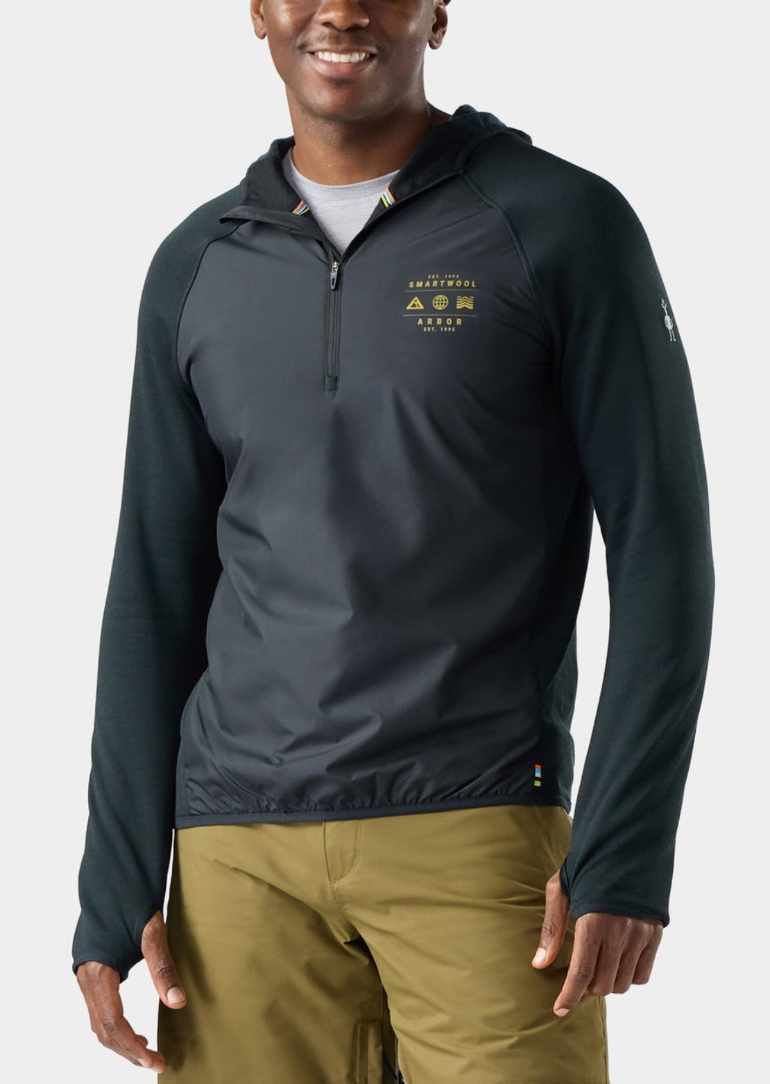 Smartwool Men's Smartloft 1/2 Zip Hood Black/Honey Gold