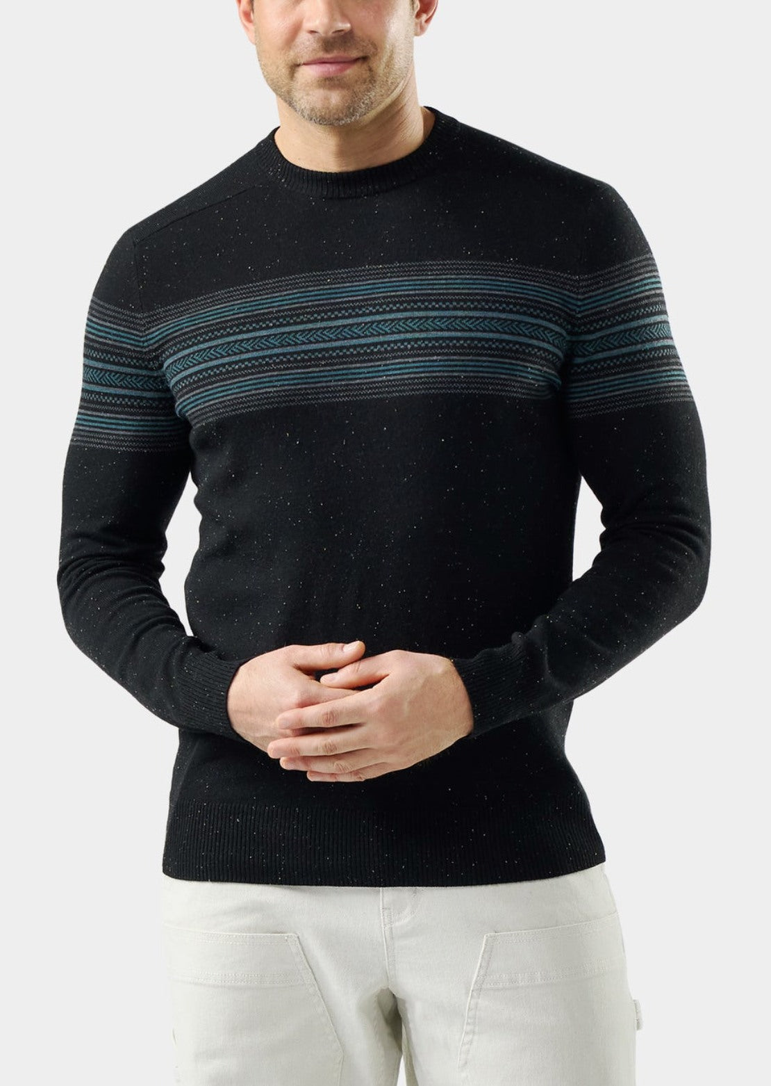 Smartwool Men's Sparwood Stripe Crewneck Sweater Black Donegal