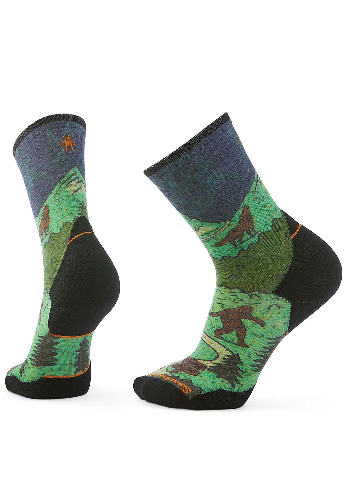Smartwool Men's Trail Run Targeted Cushion Neature Print Crew Socks Twilight Blue
