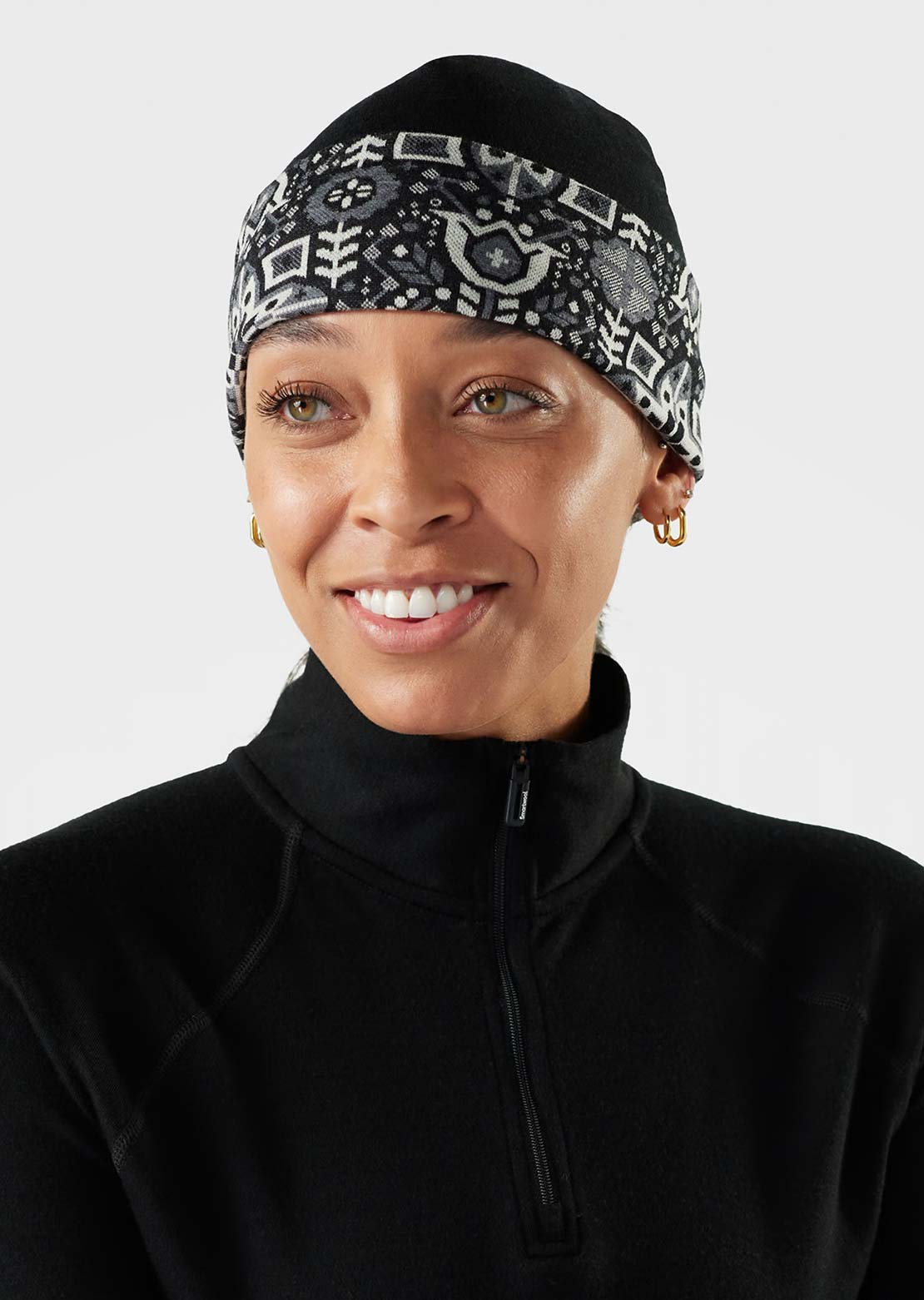 Smartwool Thermal Merino Reversible Cuffed Beanie Black Deco Floral