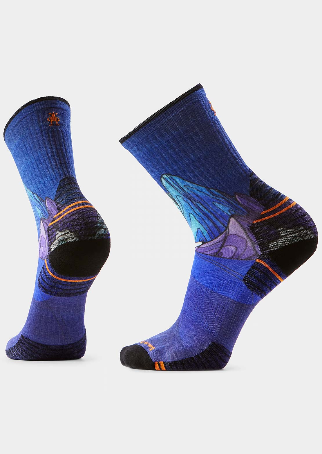 Smartwool Unisex Hike Targeted Cushion Mountain Myth Print Crew Socks Deep Navy
