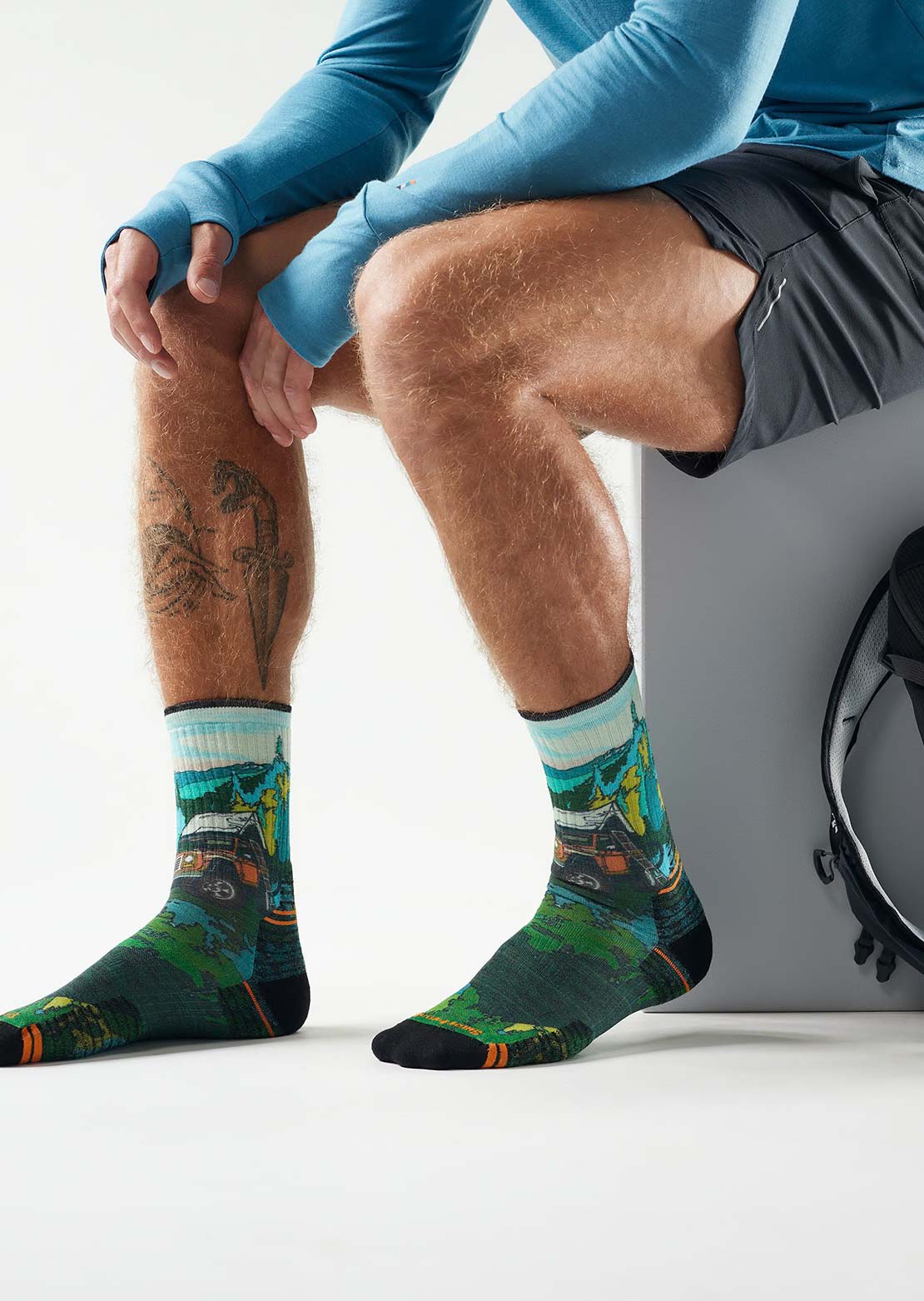 Smartwool Unisex Hike Targeted Cushion Trail Trekker Print Crew Socks Winter Moss