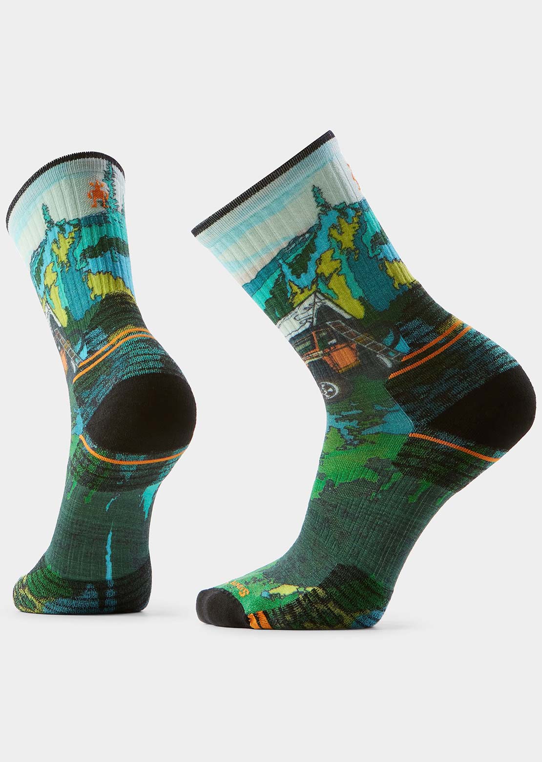 Smartwool Unisex Hike Targeted Cushion Trail Trekker Print Crew Socks Winter Moss